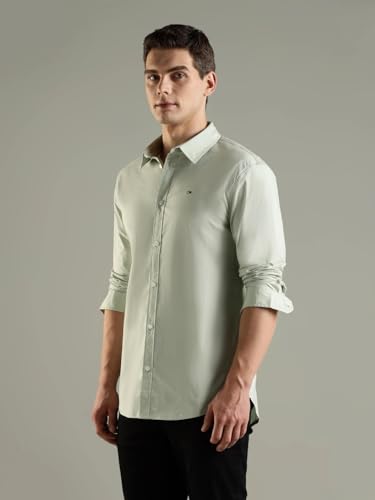 Image of Solid Slim Fit Cotton Shirt