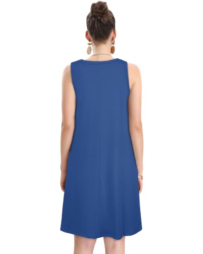 Image of elescat Women's Summer Dresses Casual Sleeveless Loose Sundress with Pocket