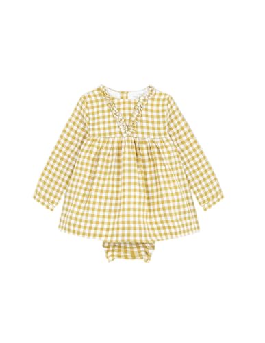 Robe Gocco jaune moutarde au motif carreaux vichy traditionnel
