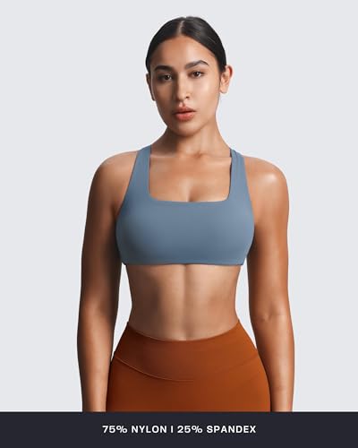 Image of Aoxjox Women's Workout Sports Bras Square Neck Emma Cross Back Fitness Training Gym Bra Yoga Crop Tank
