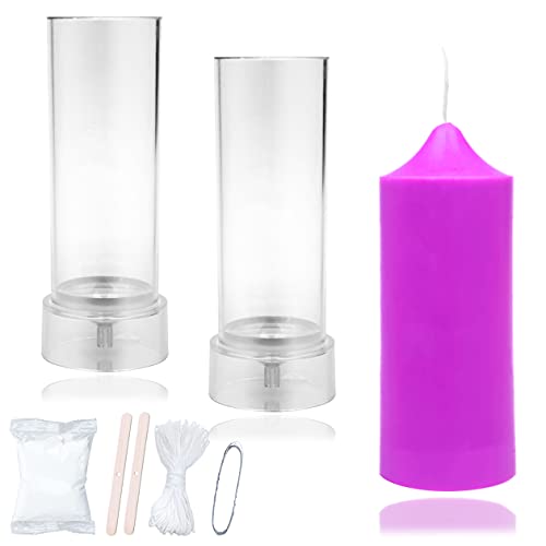 MILIVIXAY 2PCS Pillar Candle Mold -Height: 6.0inch,Diameter:2.0inch-30ft Long Wicks, 2pcs Wick Holders, a Mold Sealer and a Lead Wire Included as a Gift.