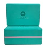 TEEYAR ヨガブロック 2個セット 3サイズ 23 x 15 x 7.4/7.6cm(高密度) また 大きい 23 x 15 x 10cm(中密度) 全30色 初心者/上級な ヨガぶろっく2年間の保証(Yoga block set) (最高峰 320g 厚さ10cm/Tiffany＋ピンクの線)