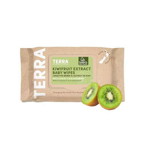 Image of Terra Bamboo Baby Wipes: Kiwifruit Extract, 99.5% Pure New Zealand Water, 100% Biodegradable Bamboo Fiber, 0% Plastic, Unscented Baby Wipes for Sensitive Skin, 1 Pack of 70 Wipes