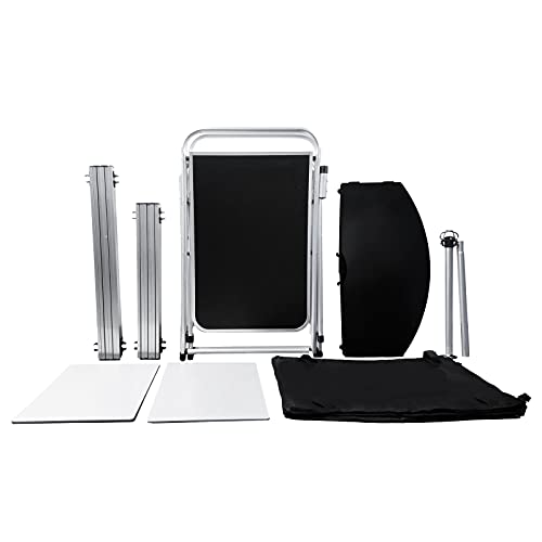 CampLand Folding Camping Kitchen Table with Windscreen,Portable Outdoor Cooking Station with Storage Cabinet & Side Tables Heavy Duty Camp Cook Station for Camping & BBQ (Black)