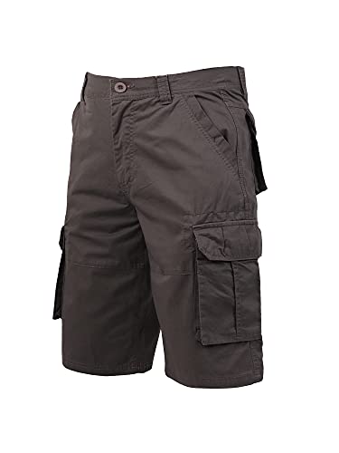 COEVALS CLUB Men's Outdoor Work Relaxed Fit Multi-Pocket Cotton Solid Camouflage Cargo Shorts (36, Dark Grey, 3)