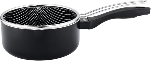 VIER - Cazo Freidora de Inducción Aluminio antiadherente Ø 16 cm, cap. 1,61 litros (56,6 Oz), Base Inducción apta para toda clase de cocinas, Mango Ergonómico Aislante, pico vertedor.