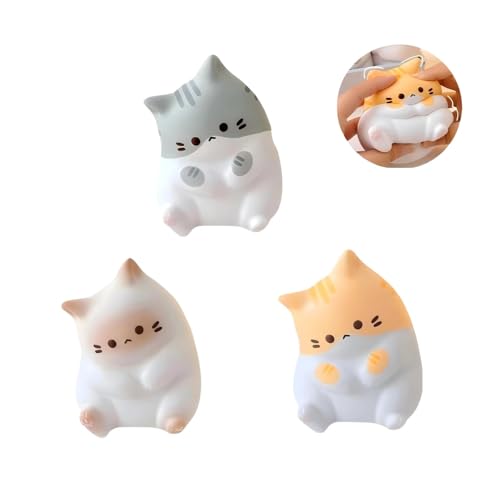 スクイーズ 猫 かわいい猫 3点セット 柔らかい 低反発 ストレス解消グッズ グレー イエロー ホワイト