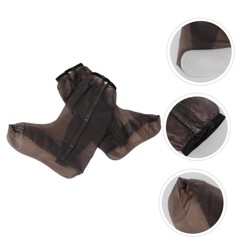 Happyyami 1 par de cubre zapatos impermeables de PVC para adultos, diseño de tubo alto, fáciles de limpiar, portátiles para ciclismo y uso al aire libre, color café miniatura 5