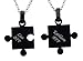 Hanessa 2 Stück Personalisierte Kette mit Gravur Edelstahl 50 cm mit Anhänger Puzzle Teil in schwarz | Personalisierte Geschenke für Damen Herren Freundin Freund | Partner Halskette für Sie und Ihn