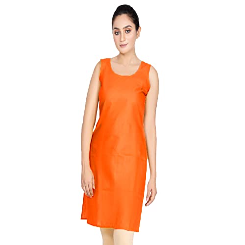 Image of Women's Cotton Long Camisole for Kurti /Suit Slip /Long Inner /Samij for Women Sameej /Knee Length Inner Wear /Sameez /Kurti Slip /Round Neck /Invisible