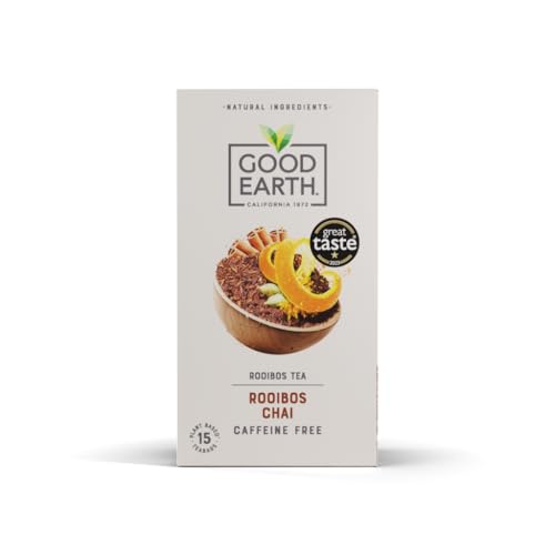 Good Earth Tea Co. Rooibos Chai Tea Bags Spiced Chai Blend with Rooibos Cardamom Clove and Black Pepper 15 Plant-Based Teabags