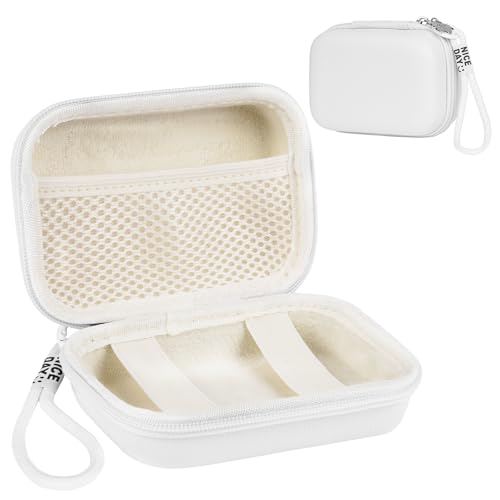 Ainiv Digital Camera Case Small Camera Case Compact Camera Pouch for Sony Casio Canon Panasonic Travel Cameras Storage Holder for Accessories SD Card (White)