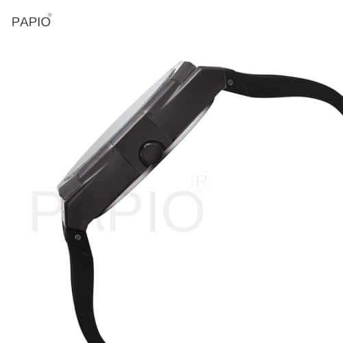 Image of PAPIO Men's Sports Watch, Black Case with Interchangeable Silicone Straps, Geometric Pattern Dial, Multiple Colors Available