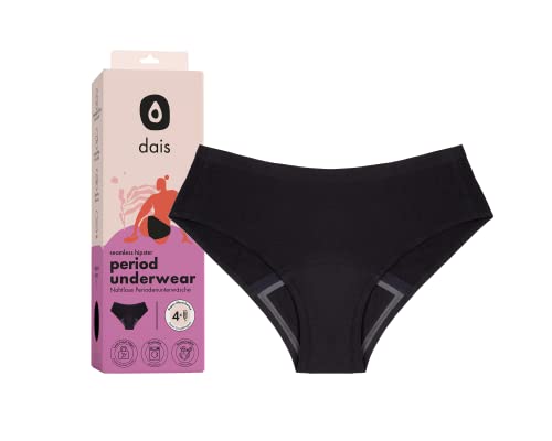 dais Perioden Unterwäsche ( Hipster ) • Nahtlose Menstruationsunterwäsche •Periodenslip saugstark & waschbar • Auslaufsichere Unterhose Damen ( Schwarz, S ) Cover