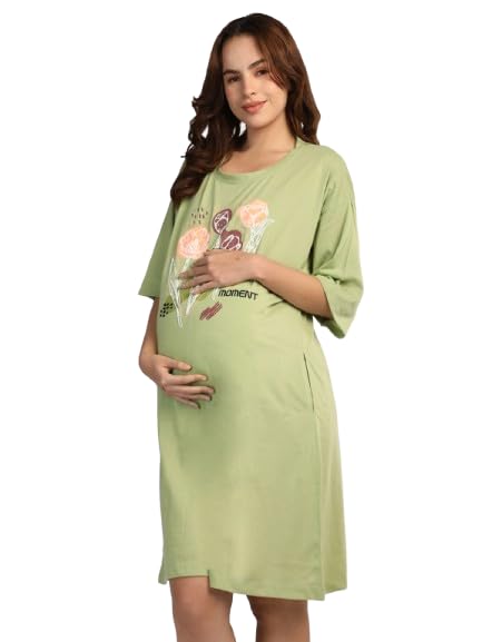 Mom T-Shirt Dress | Night Dress | Loose Fit | Pre and Post Pregnancy-image-5