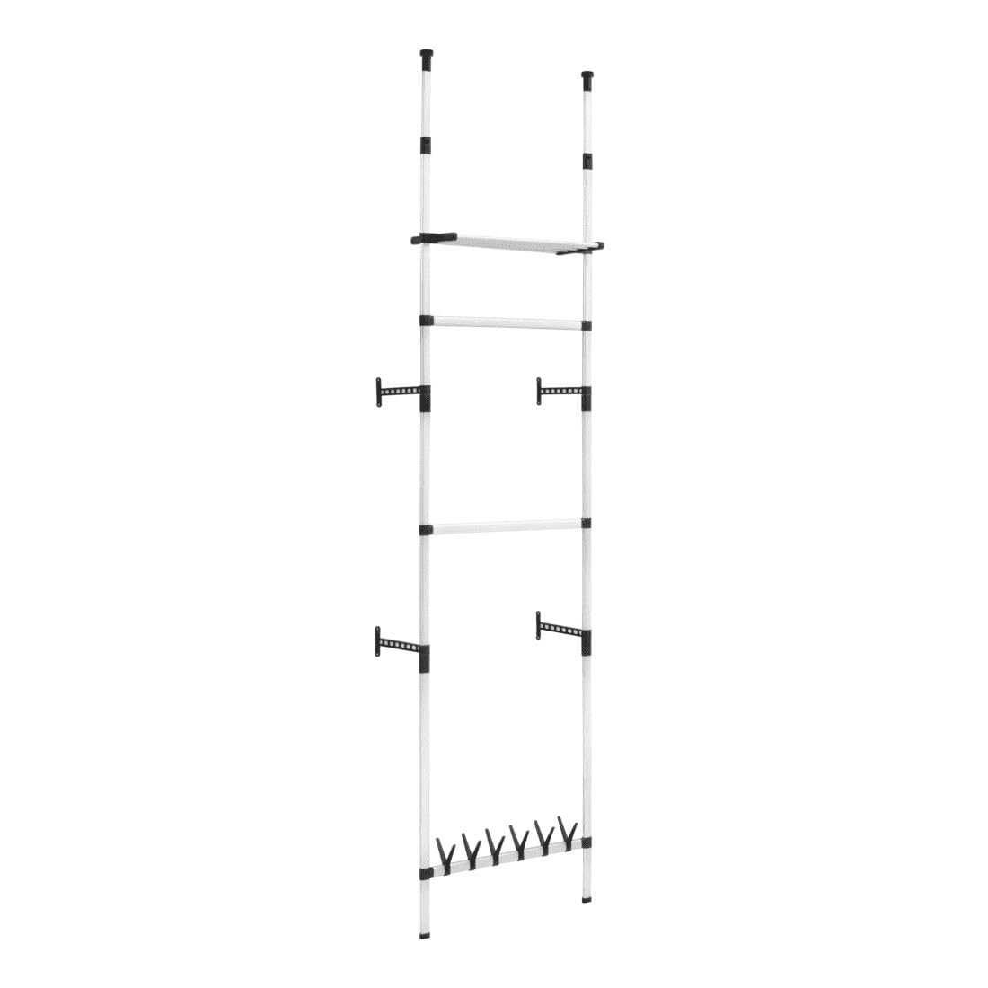 SasugaOne Telescopic Wardrobe System with Rods and Shelf Aluminum 321107