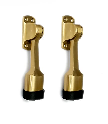 Image of Premium 5 inch Door Stopper Rubber Powerful Working with Screw | Wooden Door Stoper to Stop Door for All Door Home | Office | Hotel (5 Inch Brass Antique, Pack of 2)