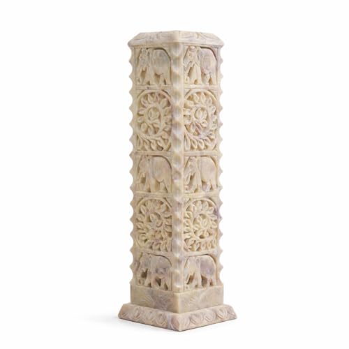 Image of Marble Soapstone Incense Stick Holder Agarbatti Stand Tea Light Burner Candle Holder /Beautiful Elephant Carving for Home Decor.(Square)