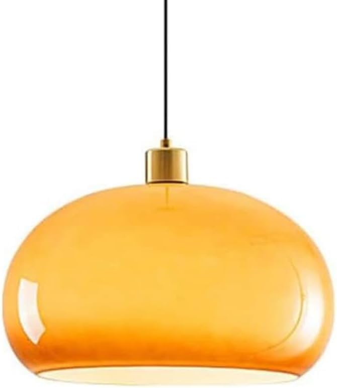 Suspension en verre pour salle à manger dôme vintage orange et doré
