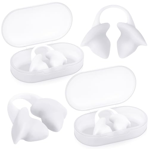 Soulchen Pcs Swimming Nose Plugs Silicone Waterproof Painless Swim Nose Clip with Storage Box for Adults Kids Men Women Beginners(Kids,White)