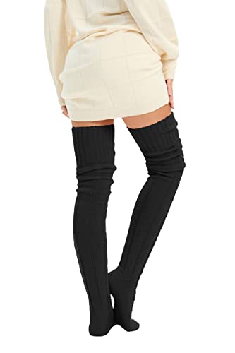 SherryDC Women's Cable Knit Thigh High Socks Leg Warmers Extra Long Over Knee High Boot Stockings 5
