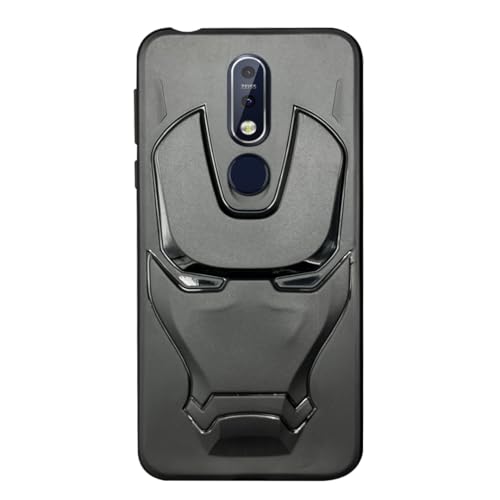 NIUKIN Soft Back Case for Nokia 7.1 | 3D Mask Case | Silicon TPU Shockproof Cover | Black