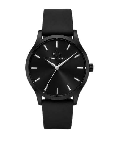 Image of CHARLIEKEEN Analog Watch with Black Dial and Silicone Strap | Minimalist Dial, Gift Box Included, Index Hour Markers, Analogue Display, Unisex Design