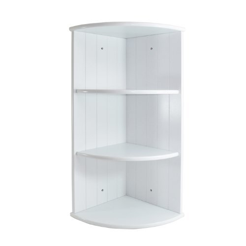 Roman at Home White Shaker 3 Shelf Corner Wall Unit, 60.5 x 25.5 x 25.5 cm
