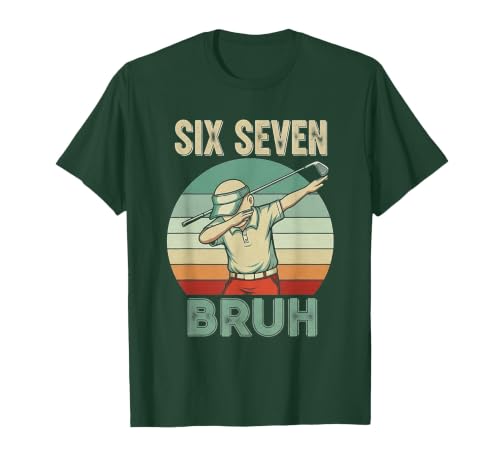 Retro 67 Meme 6 7 Six Seven Bruh Golf Golfer Vintage Golfing T-Shirt, Men, Dark Green, Large