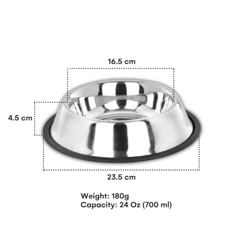 Image of PremiumAV Stainless Steel Pet Bowl 150 ML 0 No. Size - Non-Skid Rubber Base Food & Water Bowl for Puppies, Kittens, Rabbits & Small Pets, Non-Toxic 100% Safe Easy Clean Feeding Dish (Pack of 1)