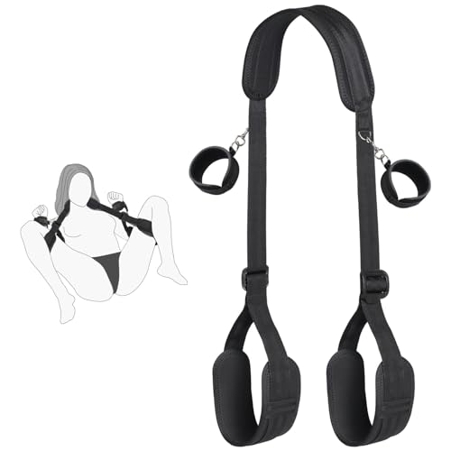 Sex Bondage BDSM Kit Bed Restraints Set with Handcuffs Neck to Thigh/Ankle Adjustable Leg Straps&Handcuffs for SM Adult Couples Game Play Sex Toy for Women Beginner Leg Straps Tie Set Rope