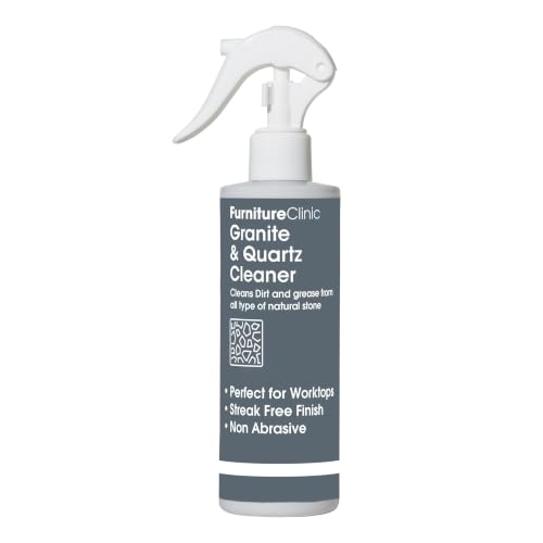 Furniture Clinic 500ml Granite & Quartz Spray Cleaner for Kitchen Worktops & Sinks - Non Abrasive Cleaning & Streak Free Finish - Dirt & Grease Remover - Clean Black or White Marble Stone Worktop