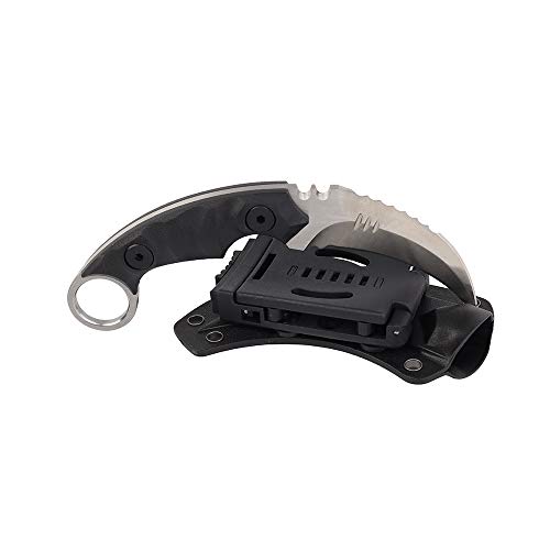 Image of MASALONG Outdoor Survival claw Tactical teeth Knife Double edged sharp Fixed Blade Knife With Sheath (5CR Sand light Black handle)
