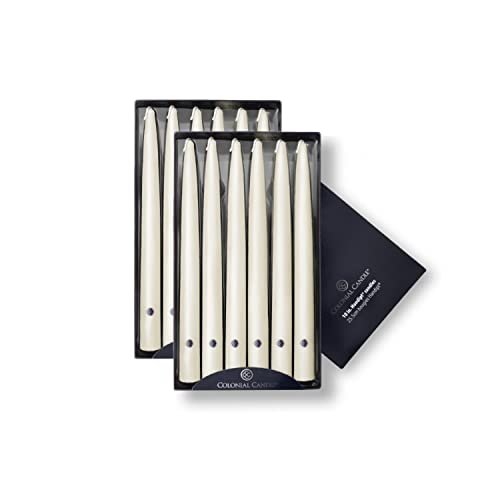 Image of Colonial Candle Unscented Taper Candle, Handipt Collection, Ivory, 10 In, Pack of 12 - Up to 8 Hours Burn