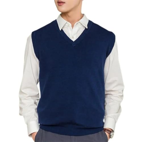 TdvcpmkkMen's Sleeveless Loose Warm Sweater Vest V-Neck Pullover Knitted Vest Sweater3