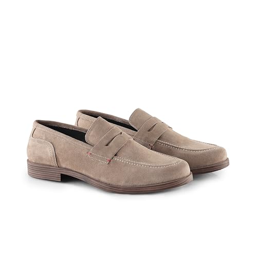 Silver Street London Woodley Premium Suede Loafers for Men Extra Padded Breathable Mens Casual Shoes Comfortable Moccasins Slip On Flats, Taupe, UK 10