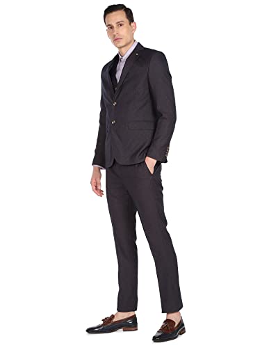 Image of Arrow Men's Polyester Blend Self Design Formal Business Suit Pants Set