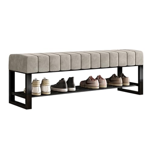 Pouf en tissu haut de gamme gris de 120 cm pour pied de lit
