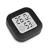 Mini-thermometer, hygrometer, voor binnen, digitaal, hoge precisie, temperatuurmonitor en vochtigheidsmeter, thermo-hygrometer, comfortniveau-indicator (4,3 cm x 4,3 cm, zwart, 1)