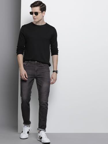 Image of The Indian Garage Co Men Slim Fit Solid Mid-Rise Stretchable Jeans