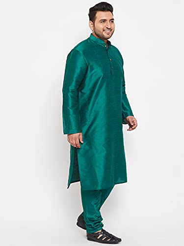 Image of VASTRAMAY Plus Size Men's Silk Blend Kurta Set-New Green
