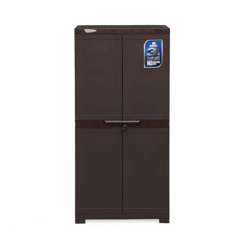 Image of Nilkamal Freedom FMM 4 Shelves Plastic Bookshelf with 3-Year Warranty| Multipurpose Storage Cabinet & Book Rack for Home | Durable, Easy-Clean | Living Room & Bedroom Organiser | Weather Brown