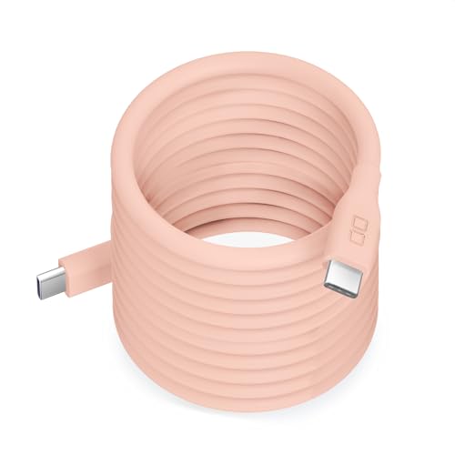 CIO 柔らかいスパイラルシリコンケーブル CtoC (Type-C/USB-C) 急速充電 磁石 マグネット吸着 充電ケーブル PD 240W データ転送 480Mbps 形状記憶 絡まりにくい iPhone15 / 16 / Macbook Pro/Air/iPad/ノートパソコン Galaxy Google Pixel Android (アンドロイド) (シェルピンク, 2m)