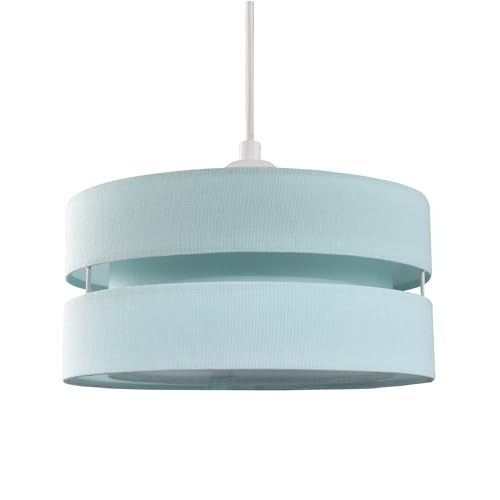 Contemporary Quality Duck Egg Linen Fabric Triple Tier Ceiling Pendant Light Shade | 60w Maximum | Designer Style | 26cm Diameter by Happy Homewares