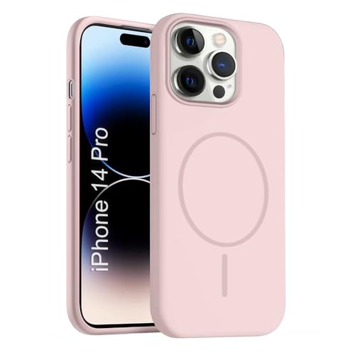 Image of iPhone 14 pro Silicone Magsafe Case | Shock Proof Design & Camera Protection | Premium Rubberised Apple iPhone 14 pro Cover (Microfiber Lining) | Magnetic Liquid Silicone - Pink
