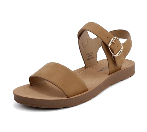 Image of Soda PLENTY ~ Women's Strappy Ankle Wrap Buckle Fashion Flat Sandals | Casual Sandals