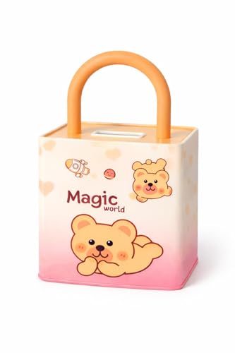Image of Sajani Cute Cartoon Creative Portable Piggy Bank, Money Saving Box with Combination Lock, Mini Coin Bank Gifts for Boys and Girls, Best Return Gifts for Kids (Pack of 1) (Lock - Yellow)