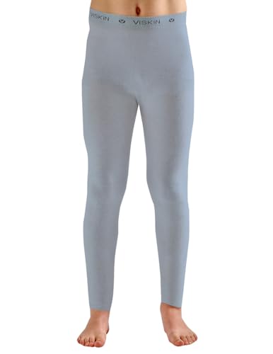 Viskin Kids Seamless Leggings with Cooling Viscose Fiber - Gentle Under Layer Pants for Boys and Girls - Moisture Managing - Skin-Friendly Comfort - 11-14 Years (Blue)