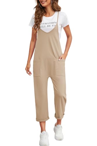 Nirovien Womens Oversized Sleeveless Jumpsuits Loose Spaghetti Strap Baggy Overalls with Pockets Casual One Piece Rompers