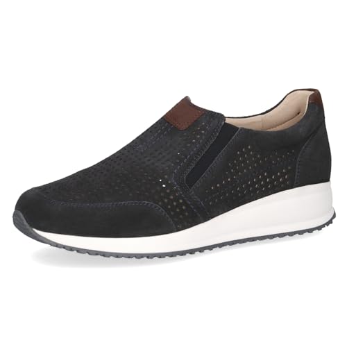 CAPRICE Herren Slipper aus Leder mit Lochmuster, Blau (Ocean Comb), 43 EU